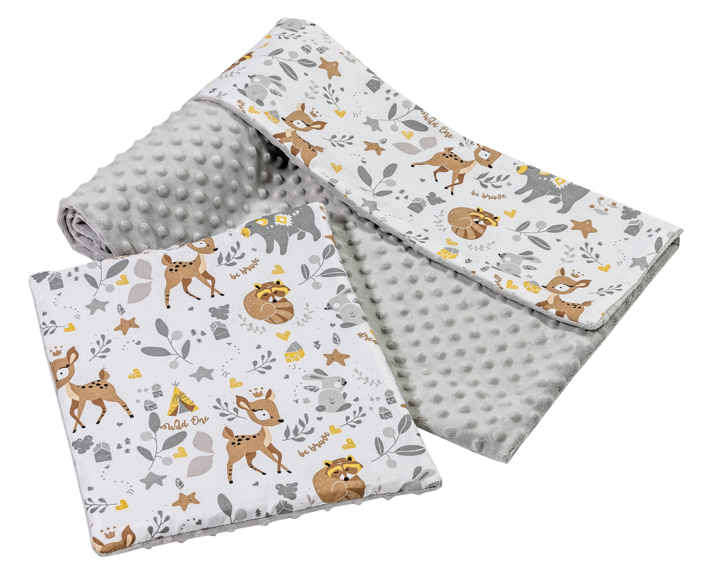 Medi Partners Quilt 75x100 + pillow 35x30 cotton + minky – Jelonki + gray minky