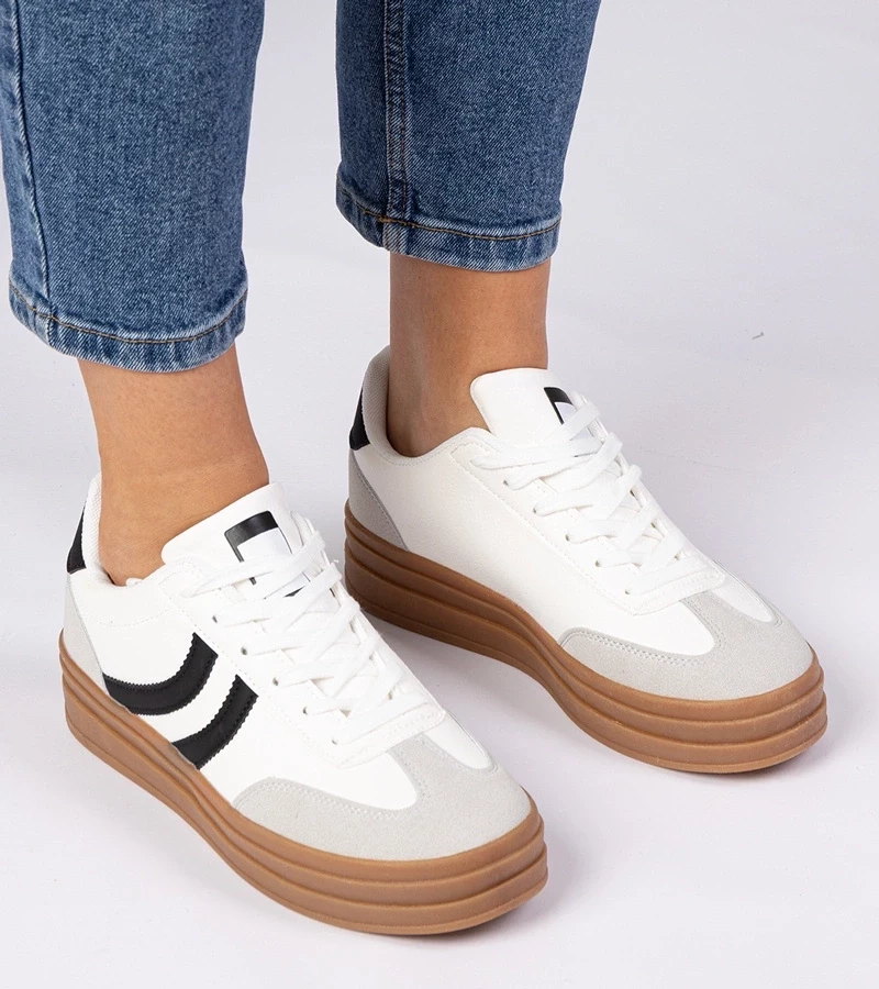 marka niezdefiniowana White women's sneakers with black accents Melly