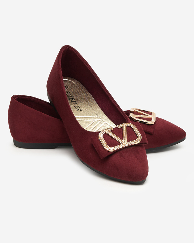 Resti Women&#039;s burgundy ballerinas with an ornament on the toe Cavo - Footwear