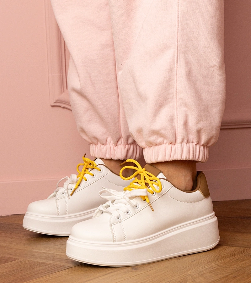 marka niezdefiniowana White-brown platform sports sneakers Kler
