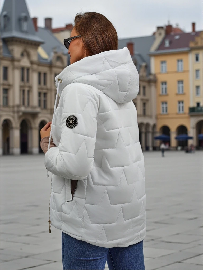 Resti Women's Quilted Jacket with Hood and Cuffs on Sleeves Raven Peak