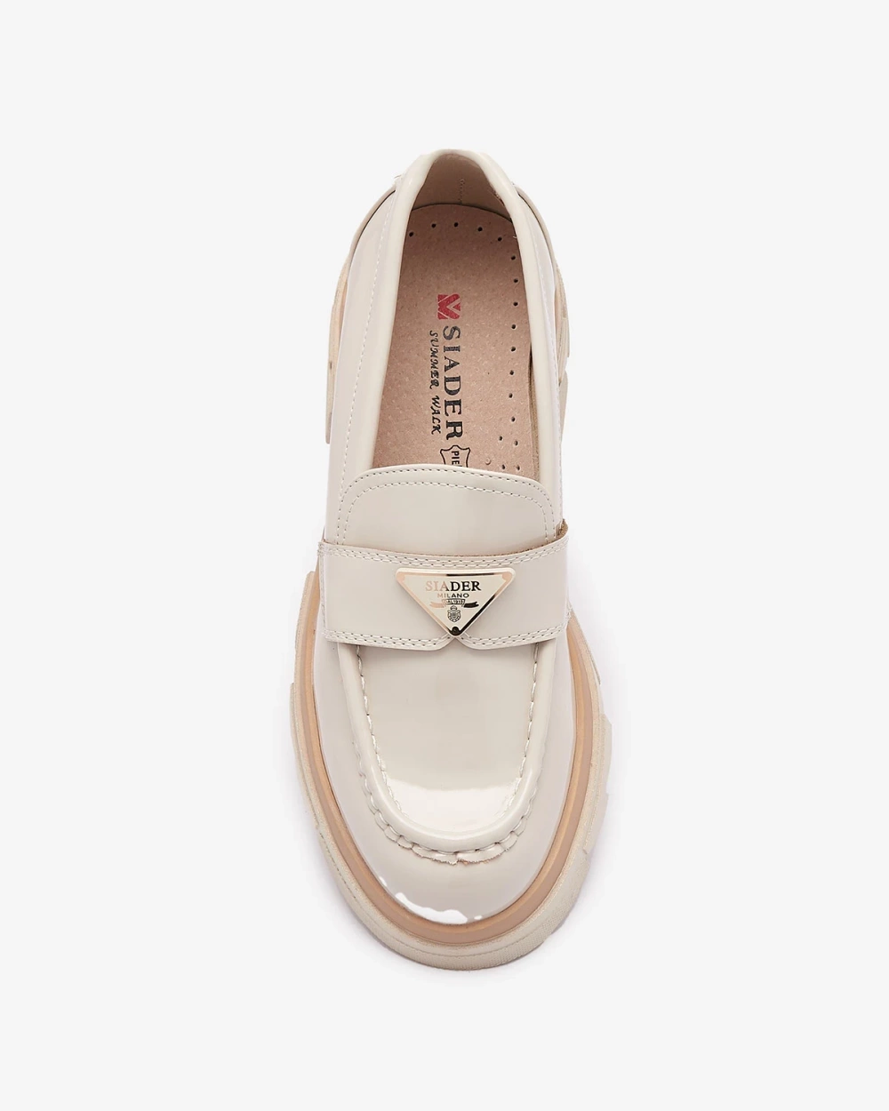 Resti Lacquered women&#039;s beige moccasins with decoration Sarix - Footwear