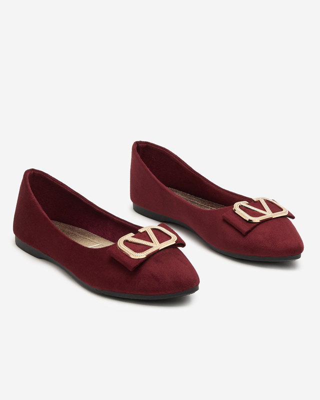 Resti Women&#039;s burgundy ballerinas with an ornament on the toe Cavo - Footwear