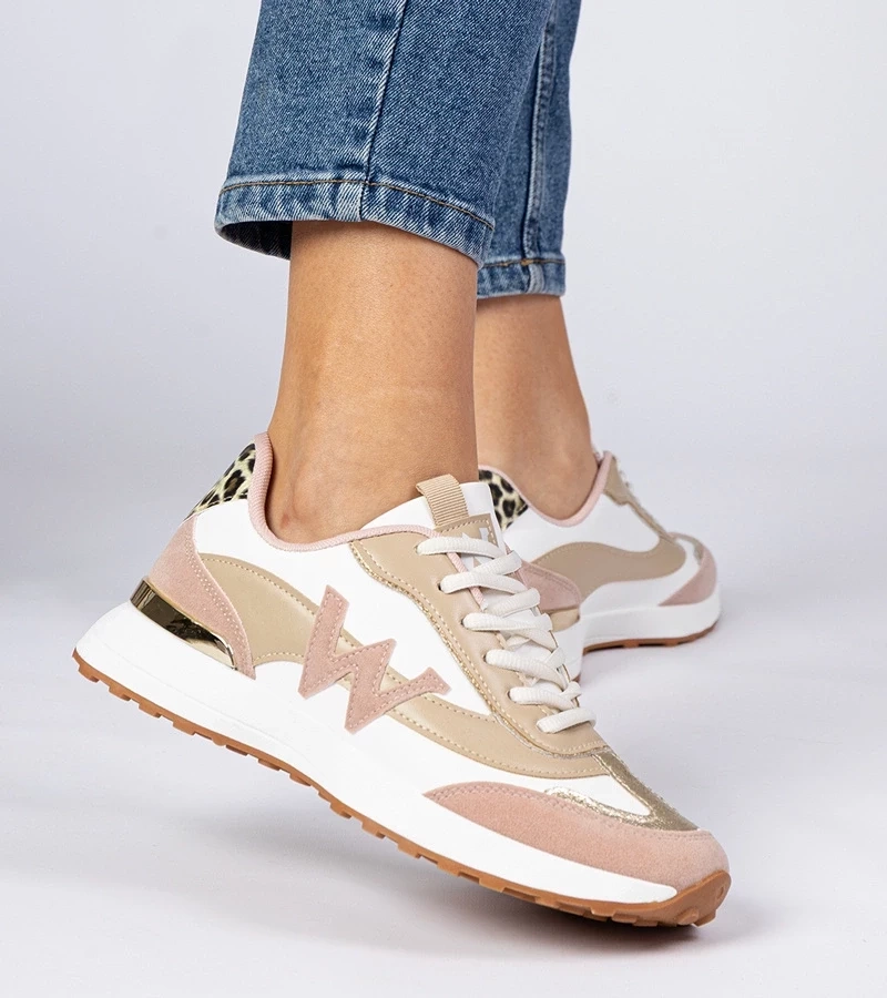 Gemre Adidași damă alb-roze cu detalii leopard Kalasa