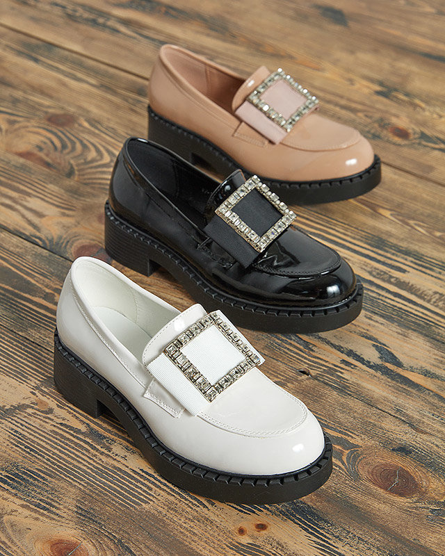 Resti Lacquered shoes with a buckle in nude color Fogim- Footwear