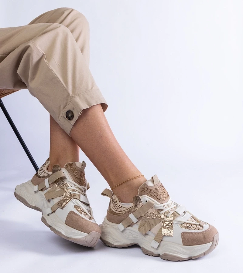 Gemre Adidași bej cu inserții aurii Candra