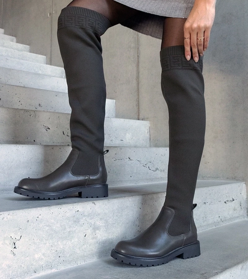 Gemre Botine verzi lungi cu tocul elastic Juanra.