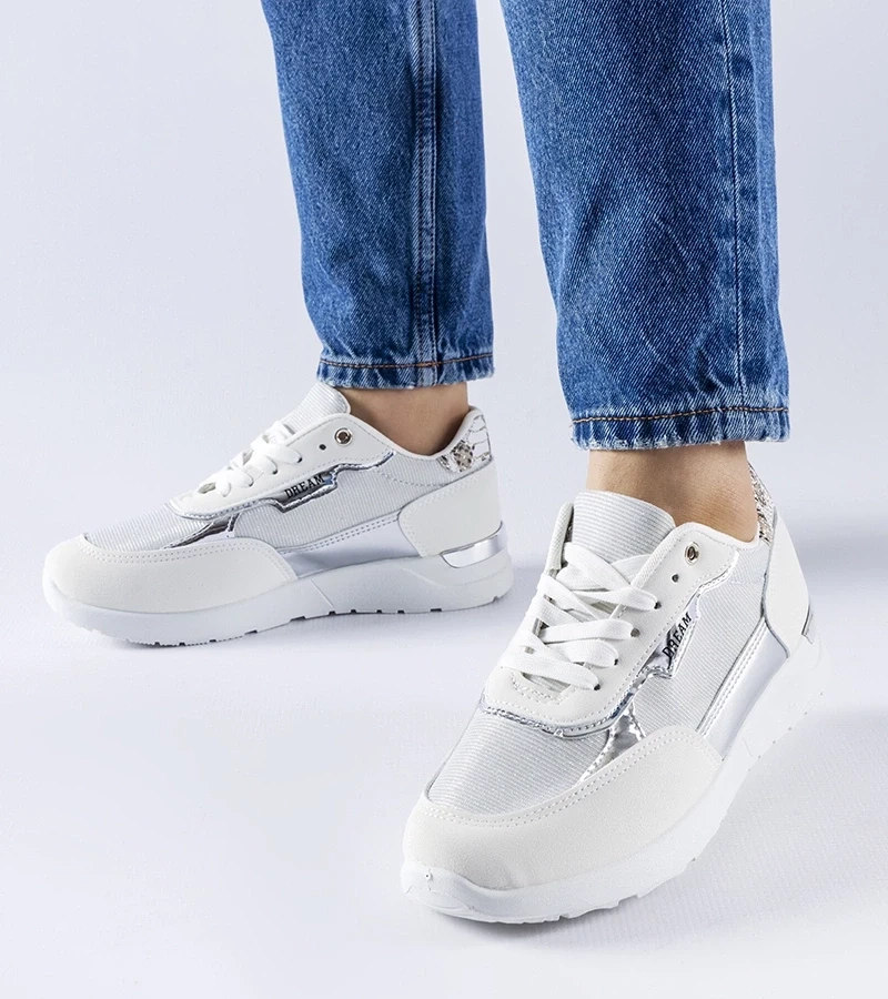 Gemre Sneakersi albi cu sclipici de la Roganzuolo