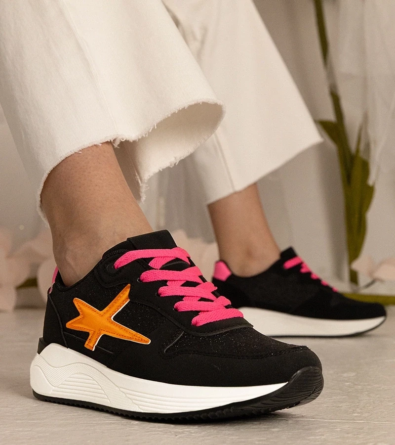 Gemre Adidași sport negri pentru femei cu sclipici Kaletti