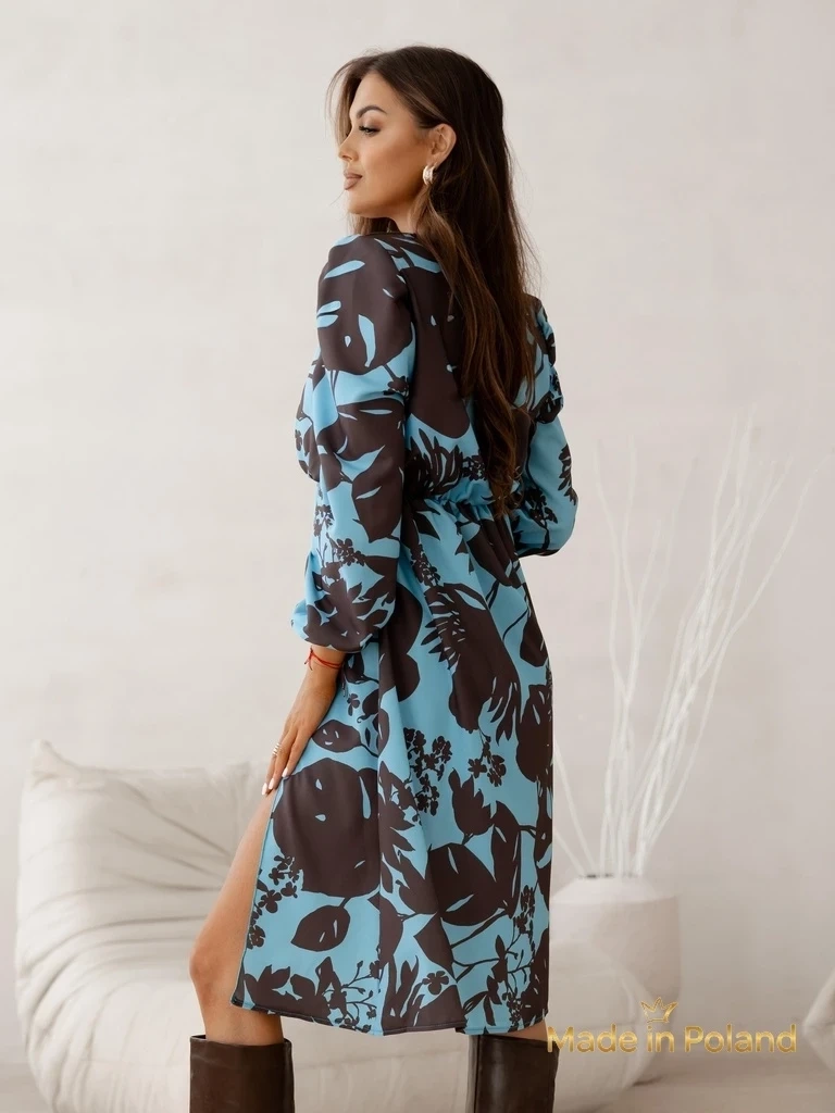 Resti Afrodyta Blu Oceano Dress – blue midi, long sleeves, classic style