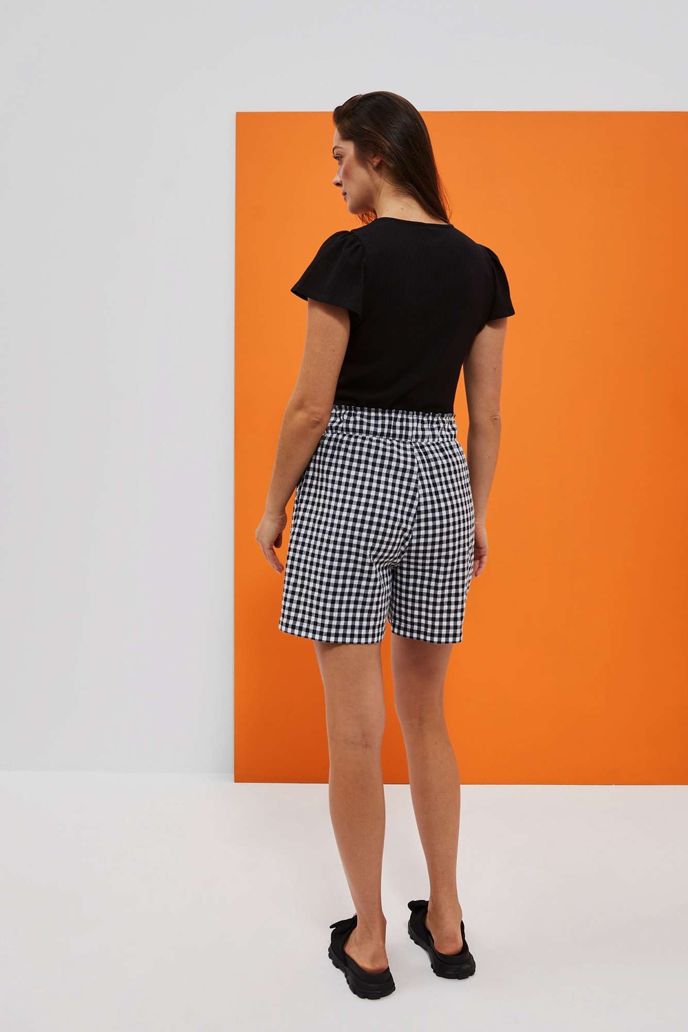 WOMEN&#039;S SHORTS L-SH-4014 BÍLO_ČERNÁ