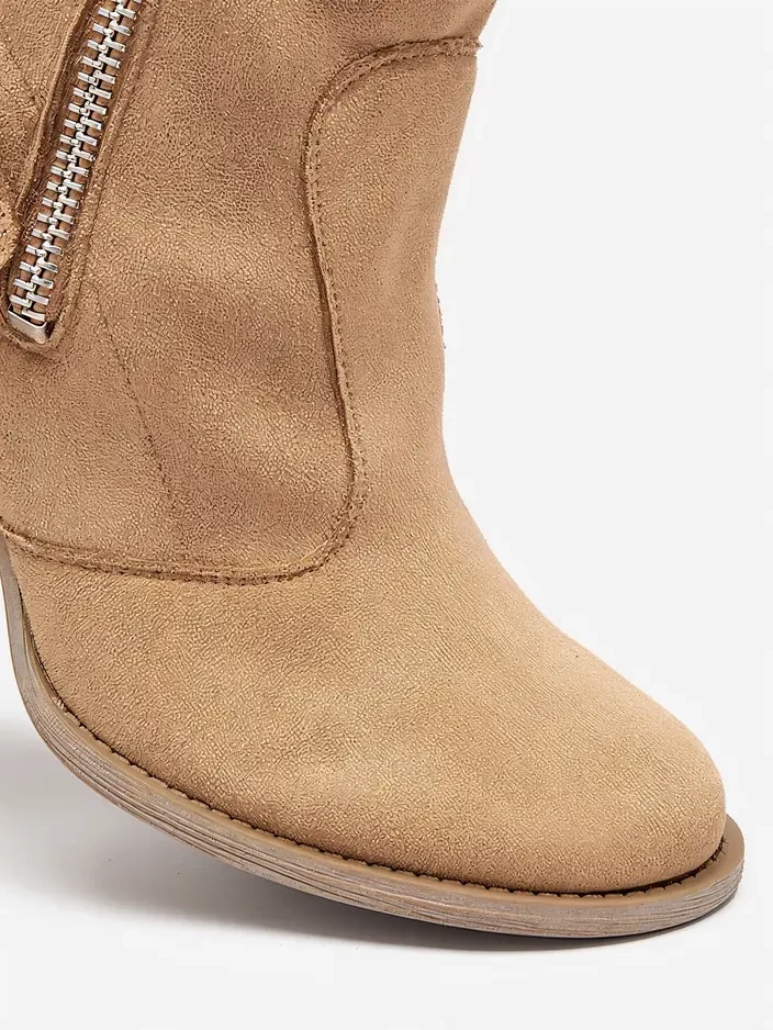 Resti Light brown eco suede women&#039;s boots on the post Emrica - Footwear