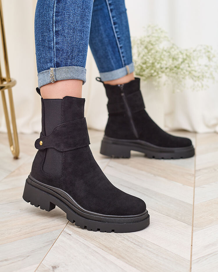 Resti Black women&#039;s boots with decorative strap Doasa
