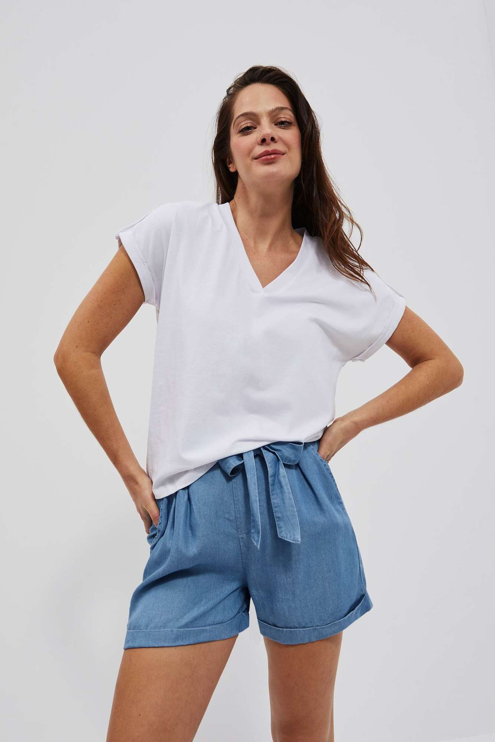 WOMEN&#039;S SHORTS L-SH-4016 D.Blue