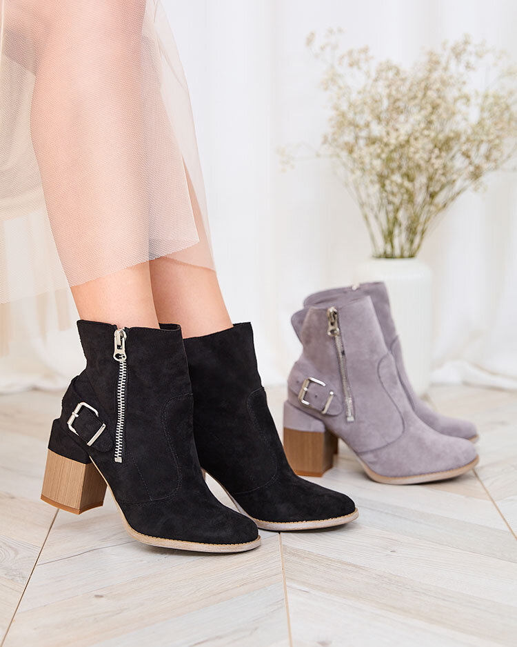 Resti Black eco-suede women&#039;s high stiletto boots Acimra