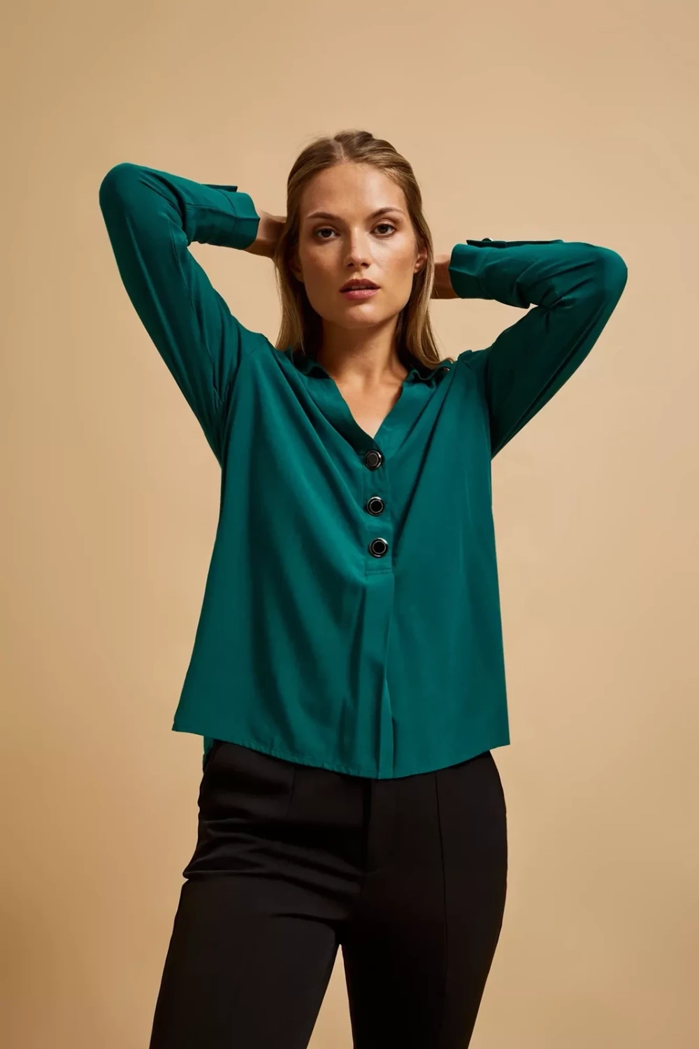 Marisse Emerald V-Neck Shirt