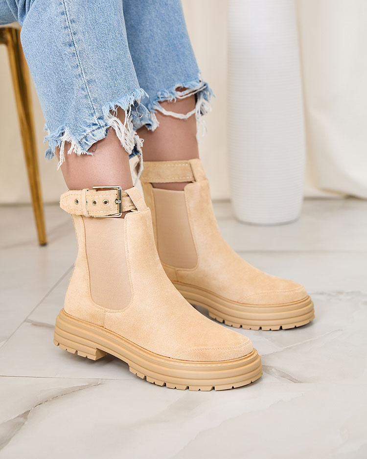Resti Beige women&#039;s boots with decorative strap Loffdo