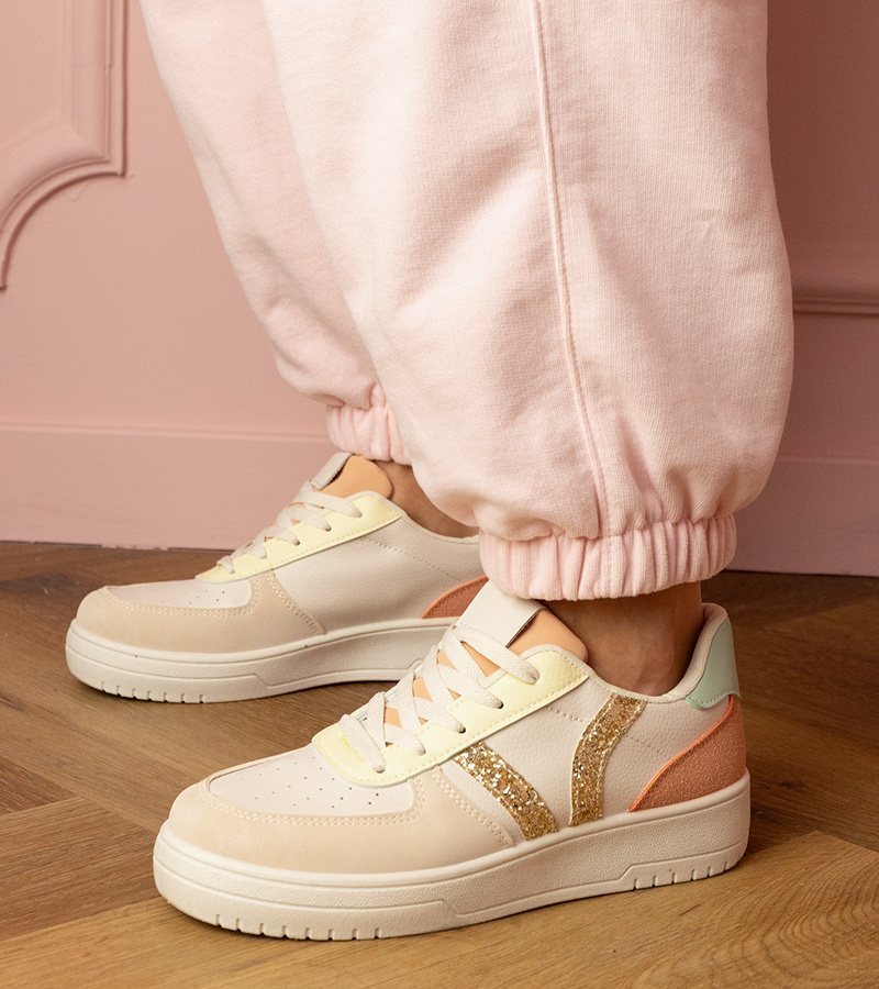 Gemre Adidași bej decorați cu sclipici Blona