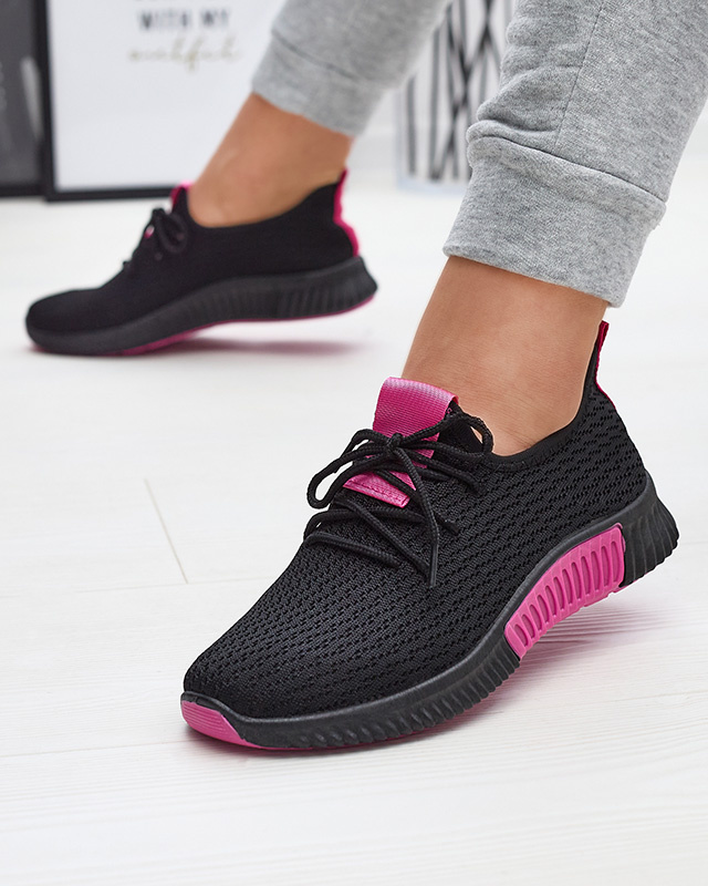 Resti Black womens sports shoes with fuchsia inserts Keteti - Footwear