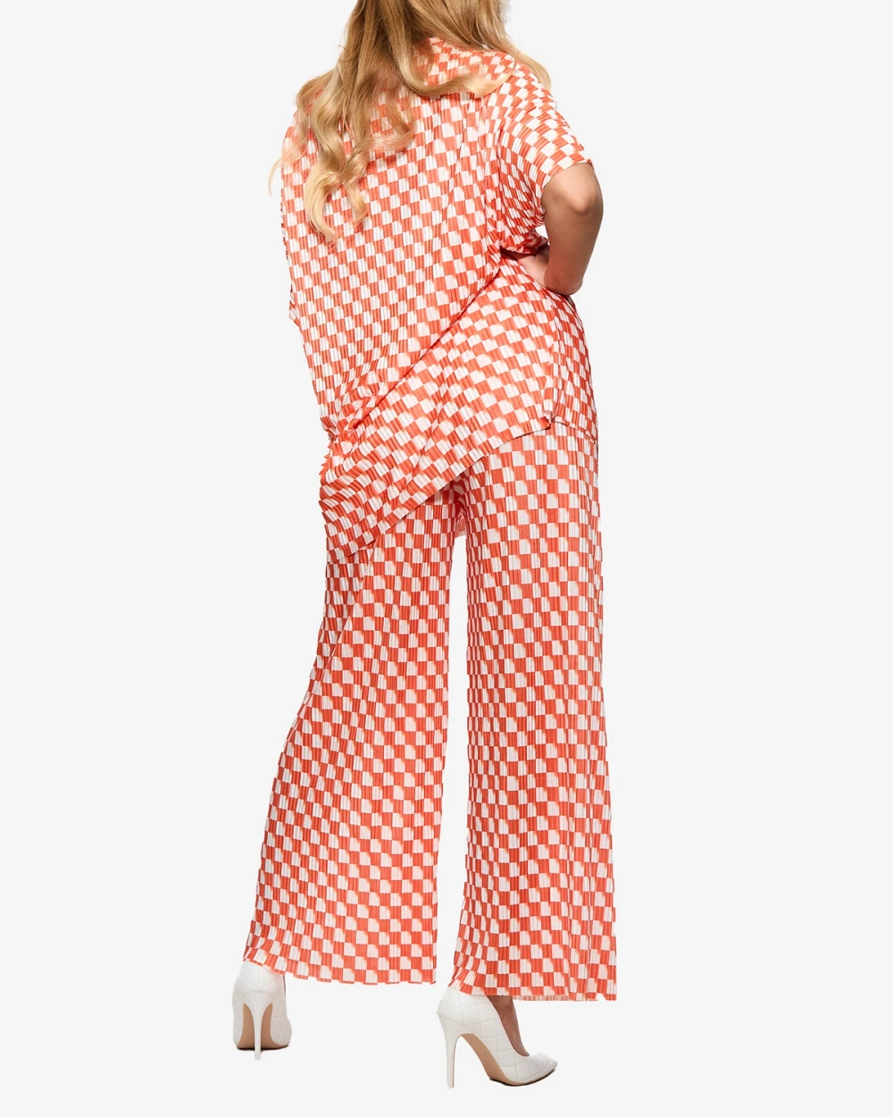 Resti Orange women's pleated patterned set - Clothing