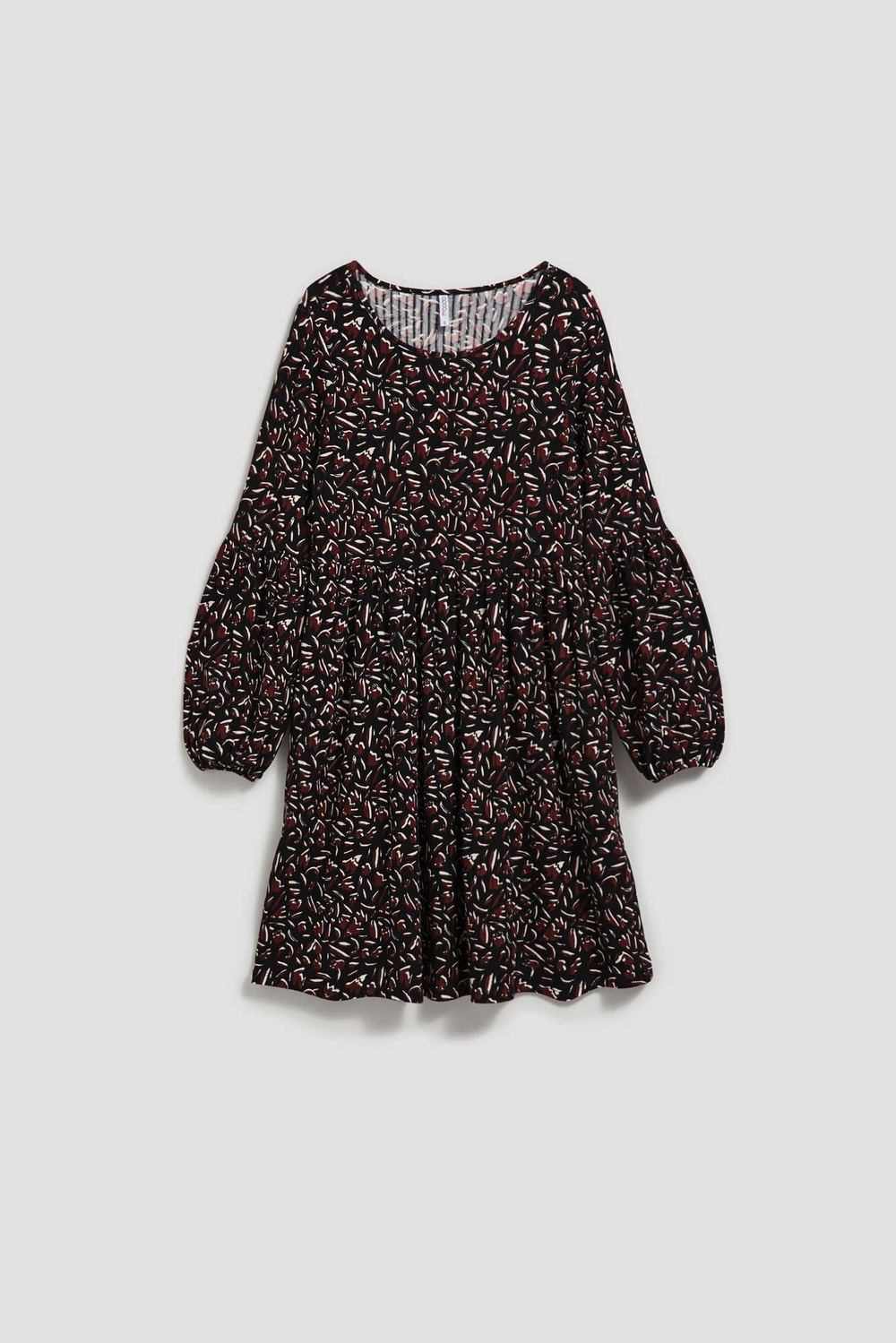 Marisse Black Dress With Puffed Sleeves And A Flared Bottom
