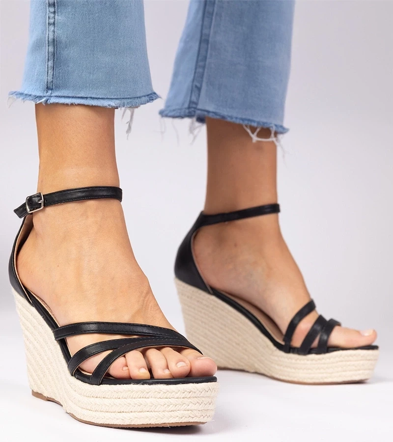 Gemre Sandale negre espadrile cu platformă Malasia