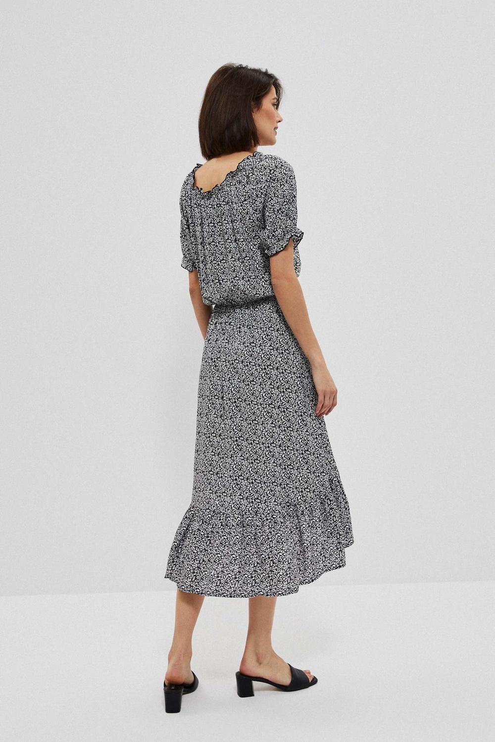 Marisse Patterned Viscose Dress L-Su-3756 Black
