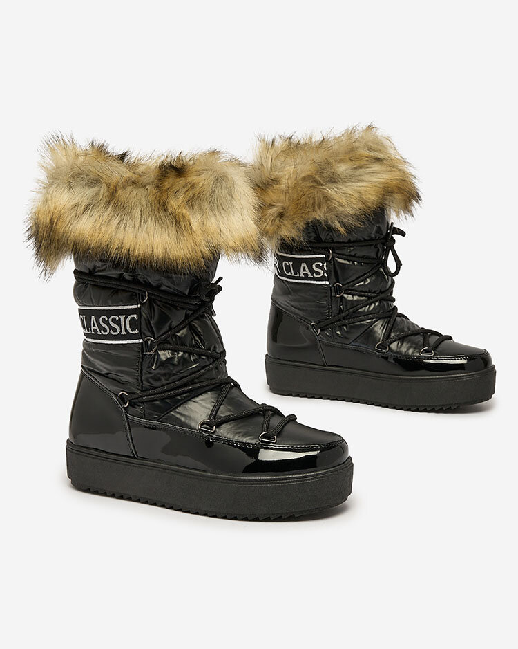 Resti Black slip-on boots a&#039;la snow boots for women Gomllo