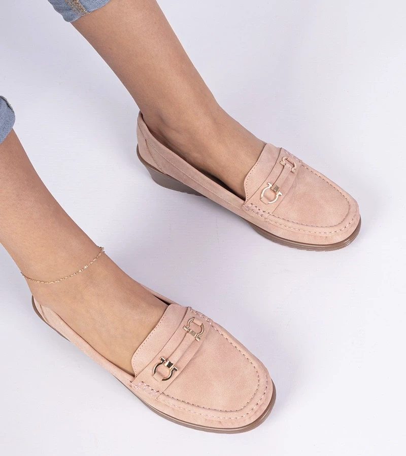 Gemre Pantofi mocasini roz pentru femei cu platformă, finisaj mat Sambada