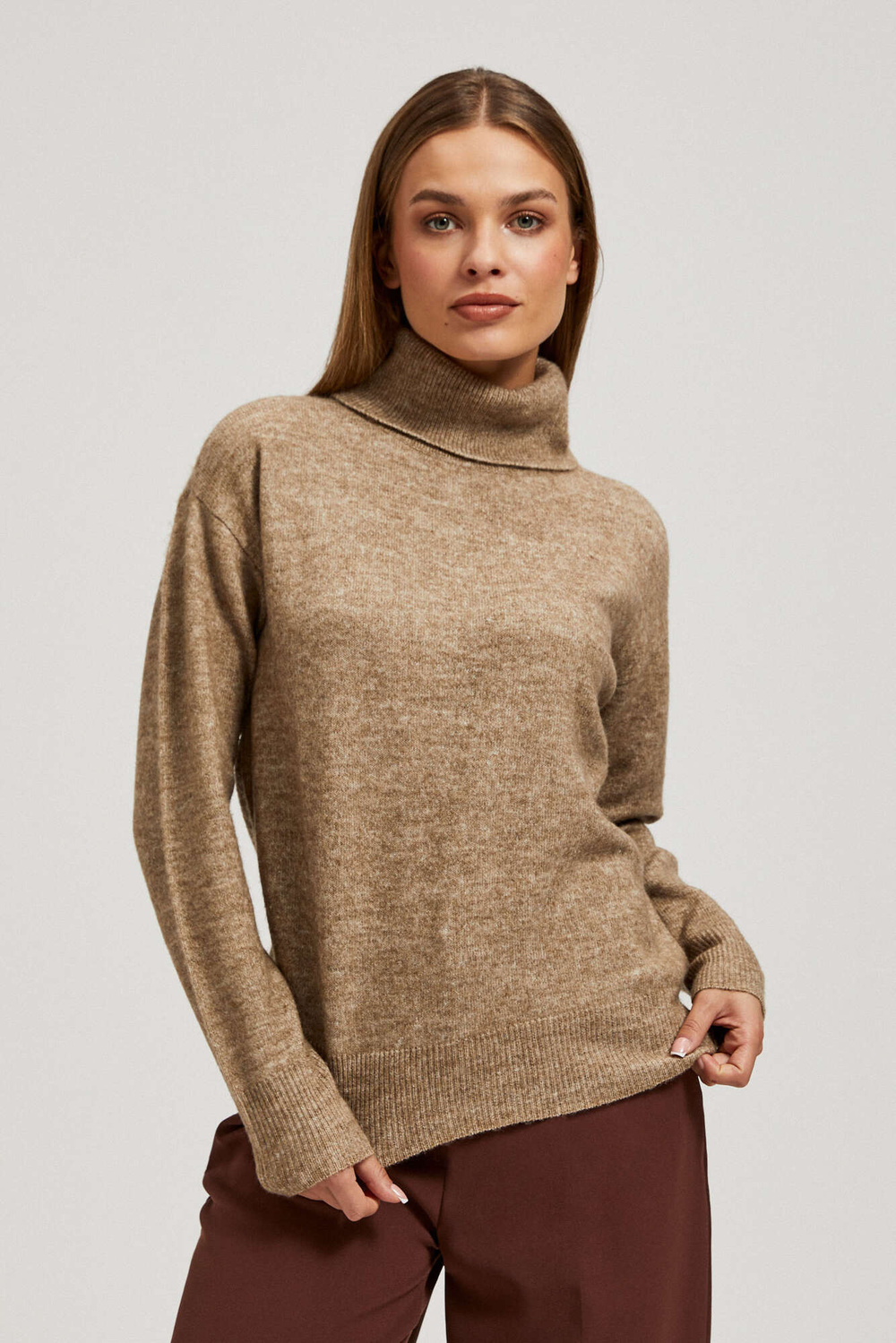 Marisse Beige Turtleneck Sweater