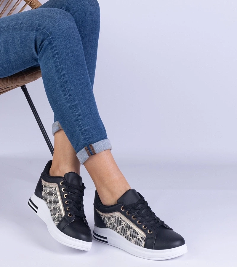 Gemre Adidași negri de damă cu platformă ascunsă Rondario