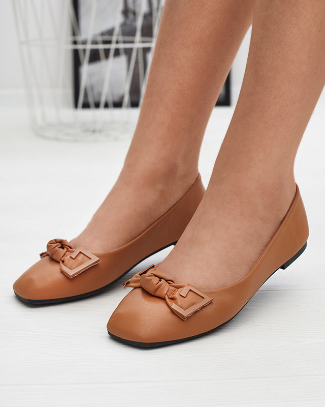 Resti Women&#039;s camel ballerinas with decoration on the nose Caxien- Footwear