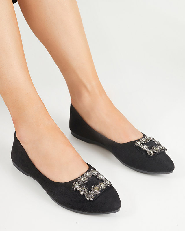 Resti Black women&#039;s eco-suede ballerinas with Linselisa decoration - Footwear