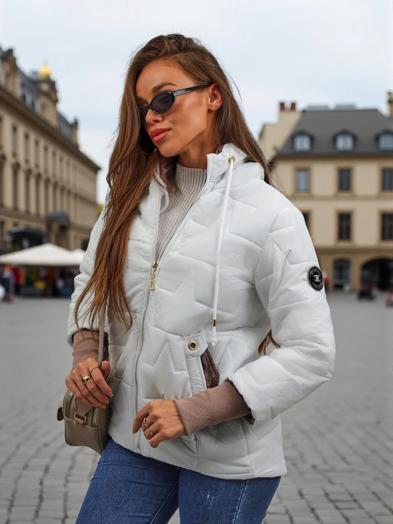 Resti Womens Quilted Jacket with Hood and Cuffs on Sleeves Raven Peak
