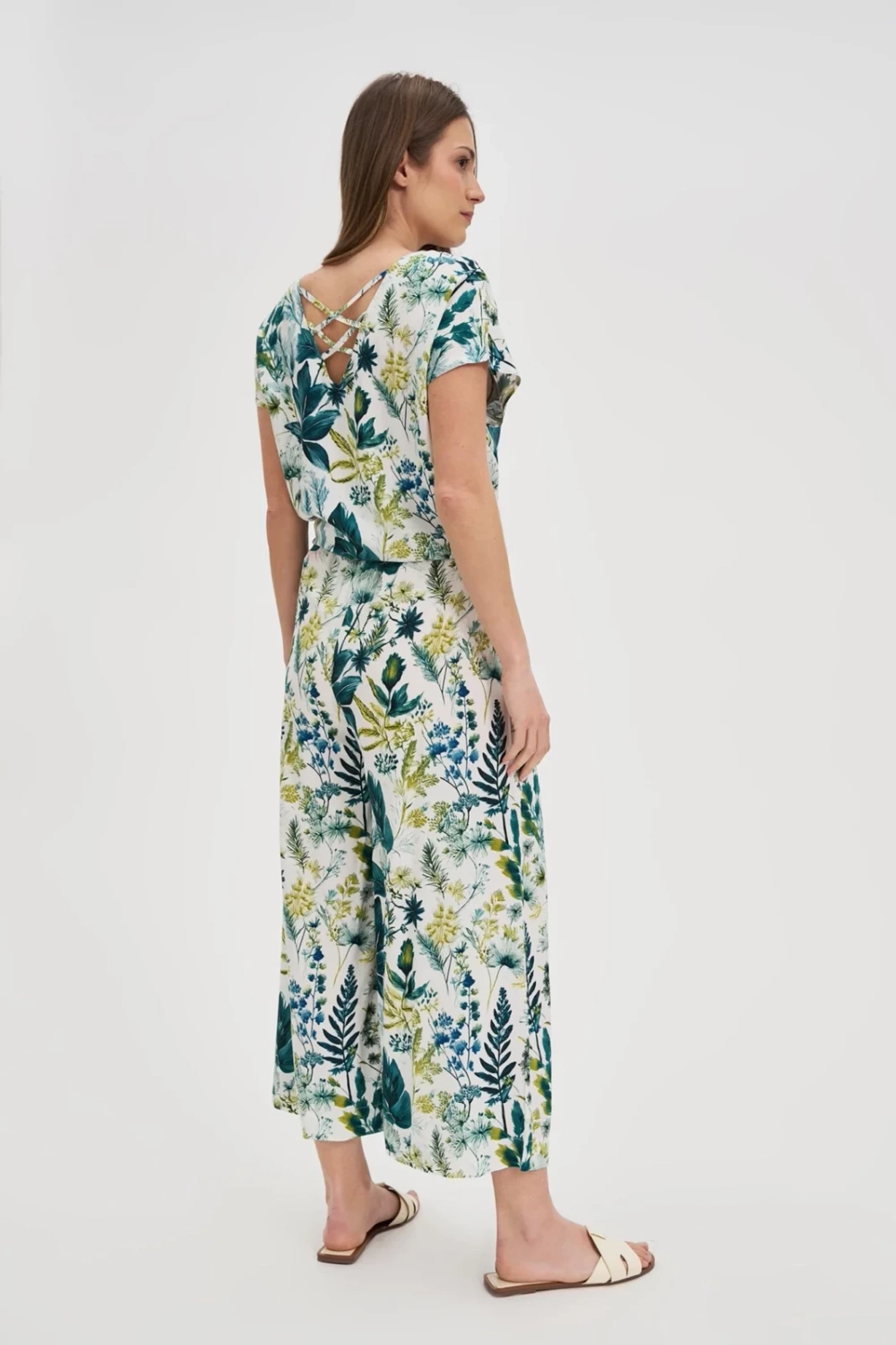 Marisse Patterned White Culottes