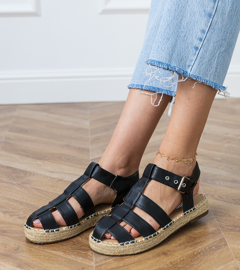 D/CEO Black closed espadrille sandals Kleona