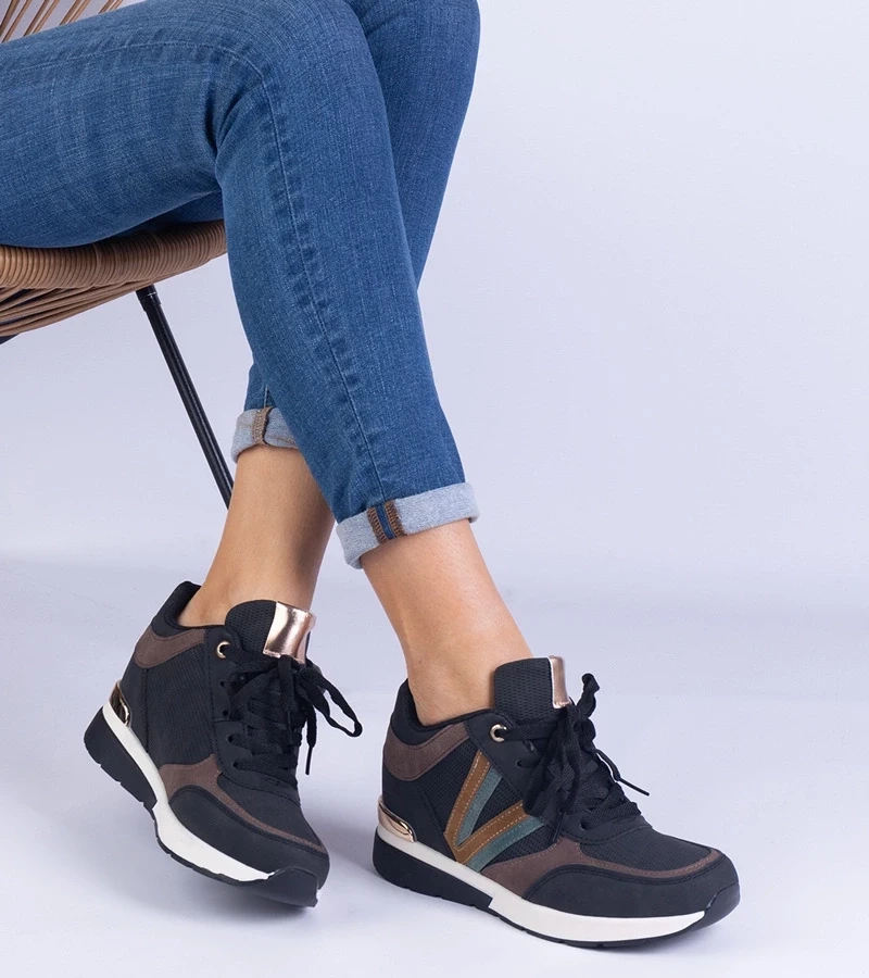 Gemre Adidași negri de damă cu platformă ascunsă Ninella