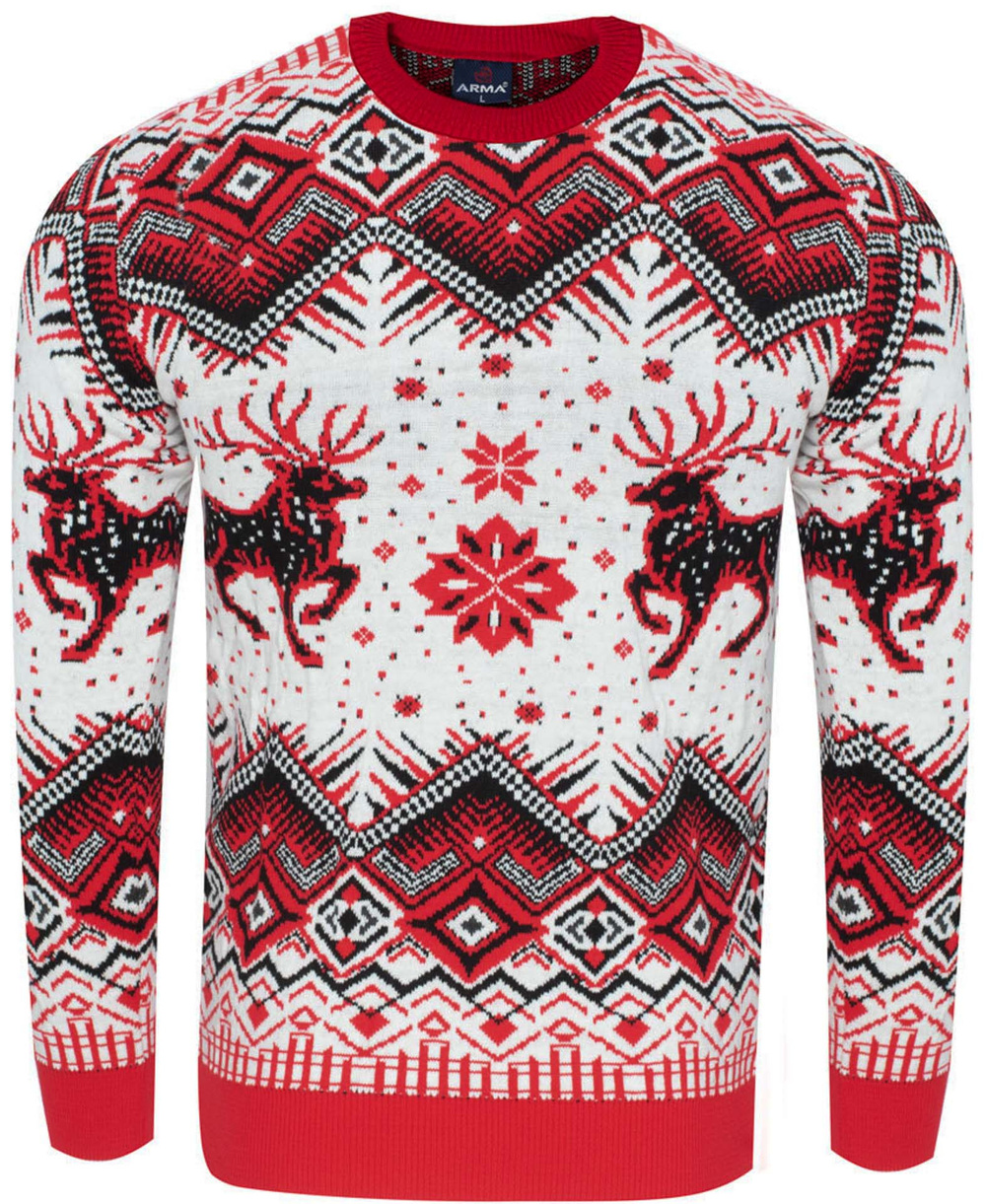 Коледен пуловер ARMA червено-бял