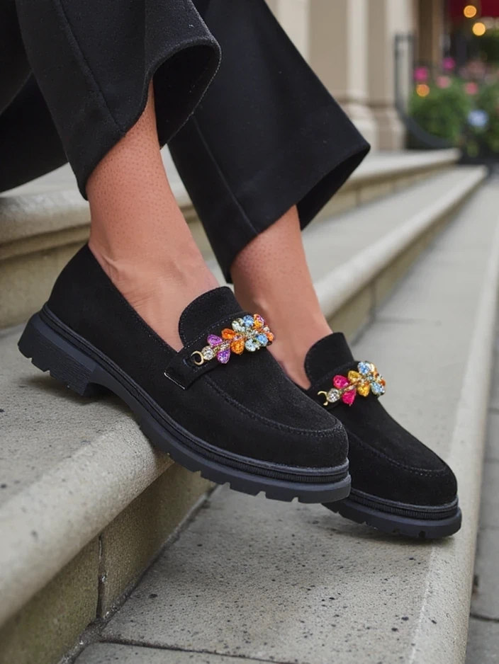 Resti Eco suede women's moccasins with beads Namisse