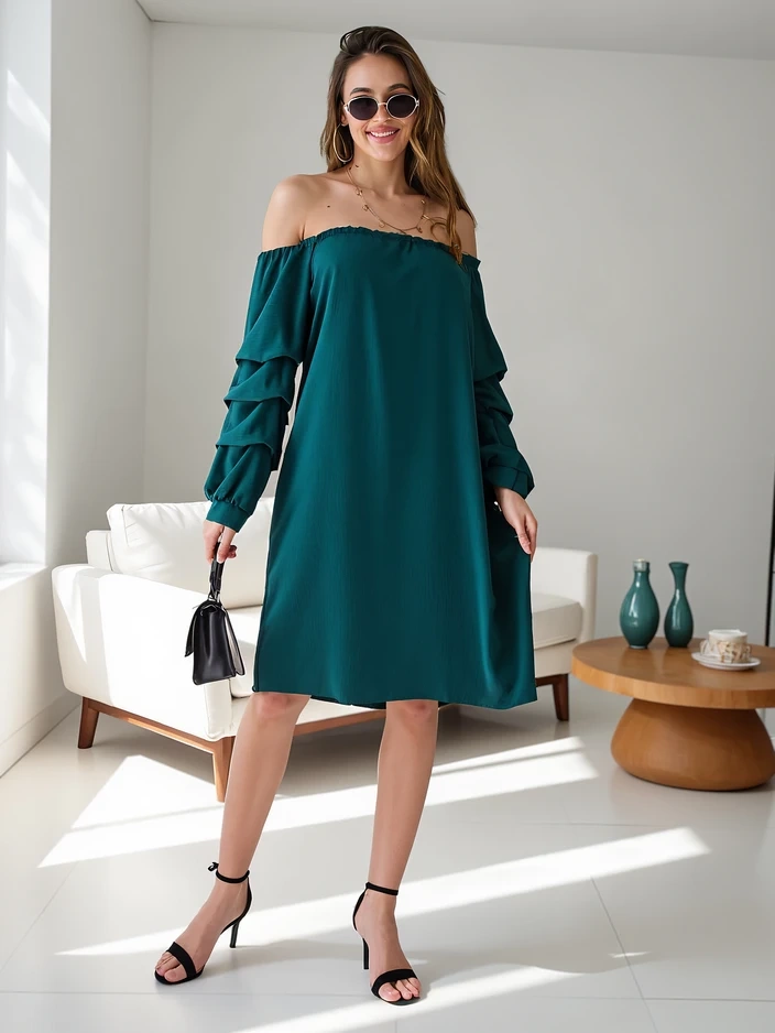 Resti Smooth women's dress a'la Spanish style with ruffles