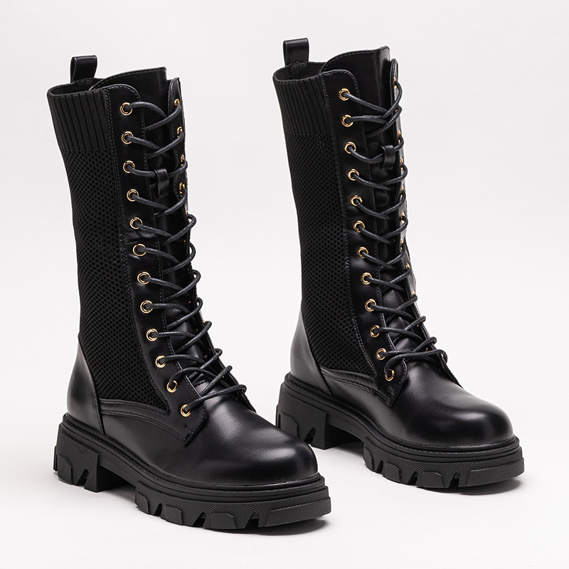 Resti Openwork black women&#039;s lace-up boots Buhomi - Footwear