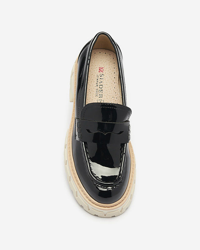 Resti Black lacquered moccasins for women Mewira - Footwear
