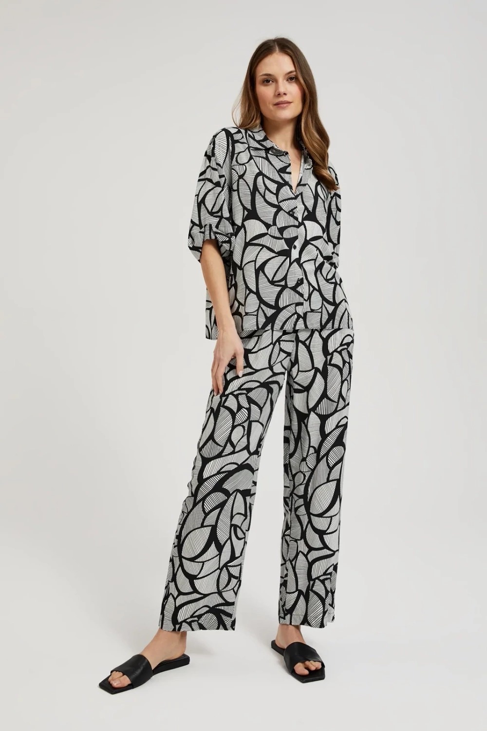 Marisse Women's Shirt L-Ko-4364 Black_White