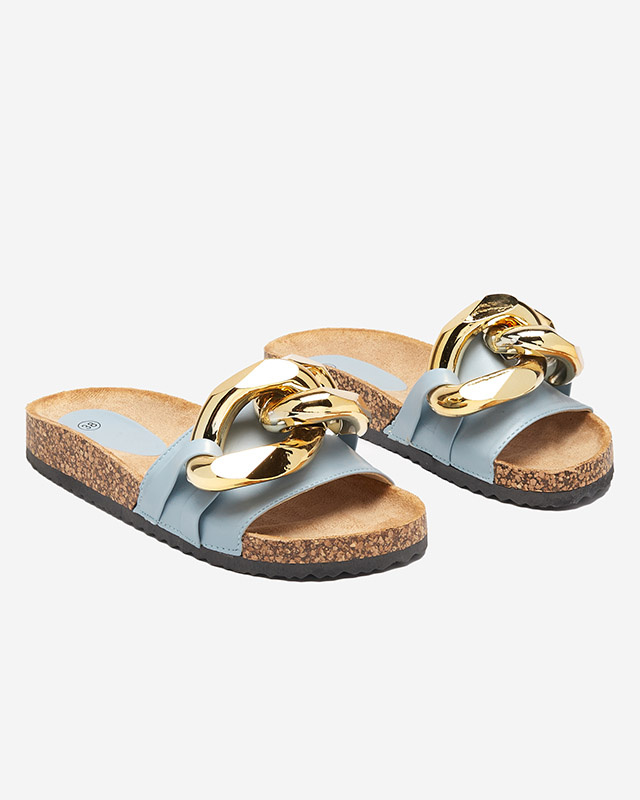 Resti Ladies&#039; blue slippers with Sofig- Footwear decoration
