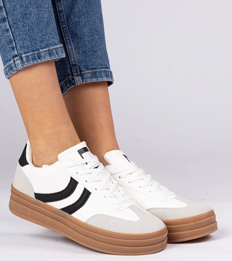 marka niezdefiniowana White women's sneakers with black accents Melly