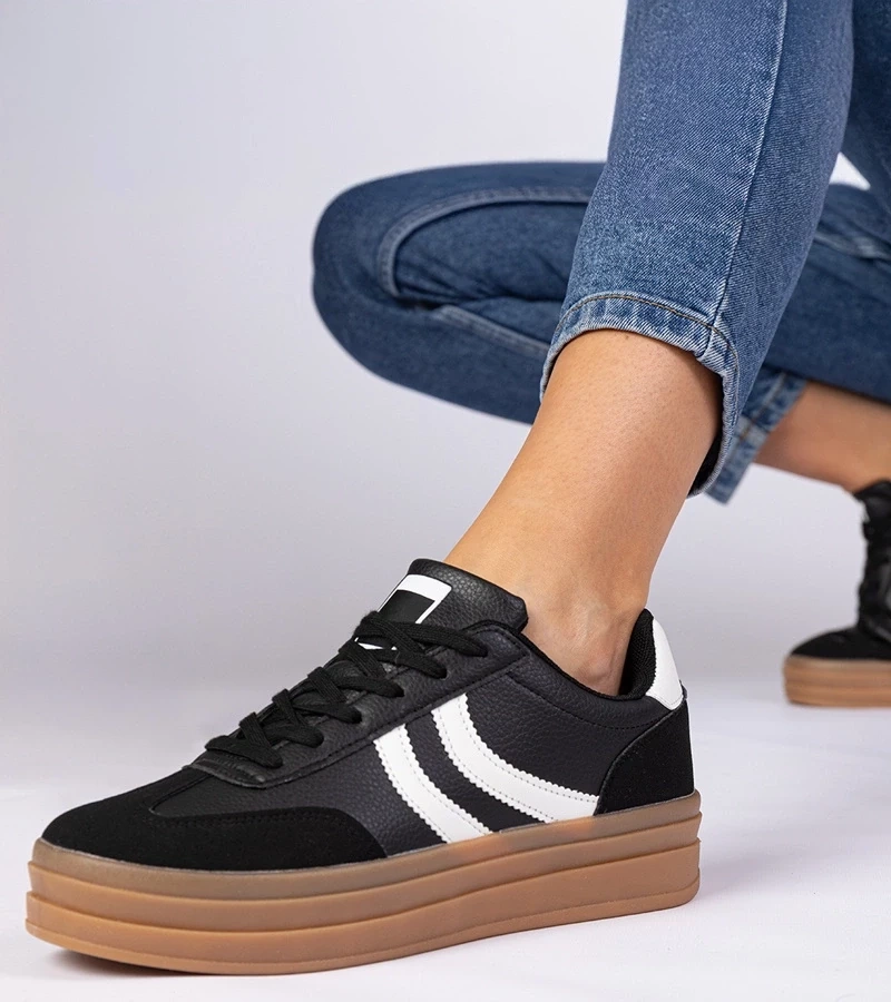 Gemre Adidași negri de damă pe platformă Melly