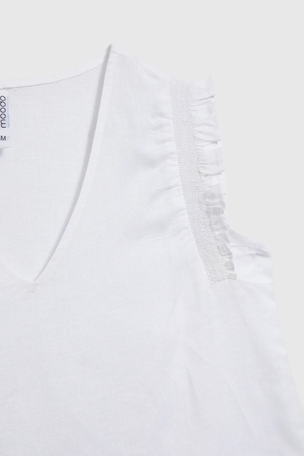 Women's tank top with ruffles MOODO - white