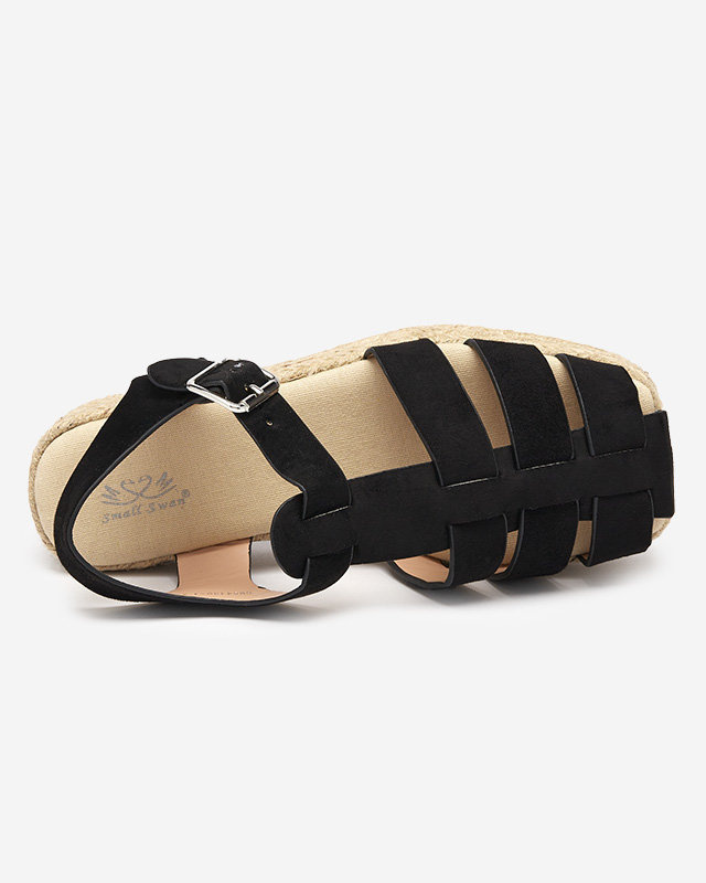 Resti Black eco-suede women's sandals on the Keniso platform - Footwear