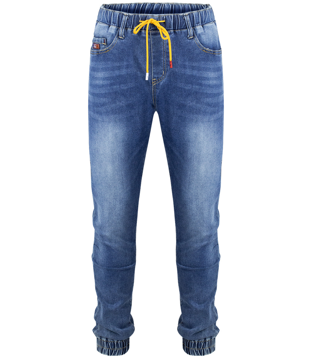 Pánske modré džínsy a joggery s viazaním