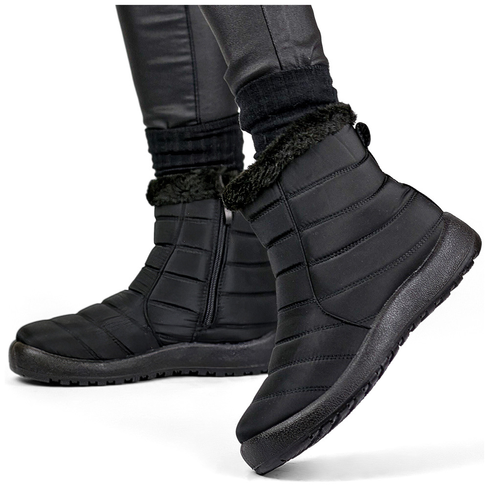 primohurt Śniegowce niskie damskie buty zimowe ocieplane czarne